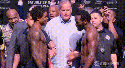 Bud Crawford And Errol Spence Shake Hands GIF