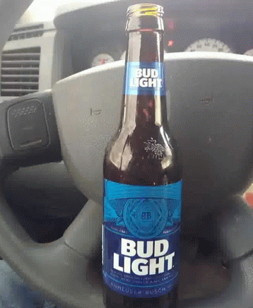 Bud Light In A Steering Wheel GIF