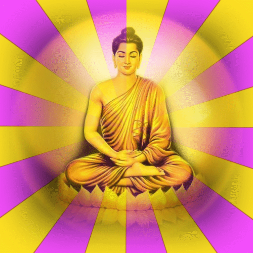 Buddha Image With Spiral Background GIF