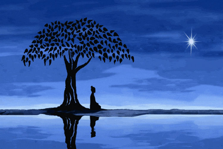 Buddha Meditating On The Lake GIF