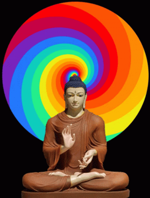 Buddha Wheel Of Dharma And Meditation Hand Gestures GIF