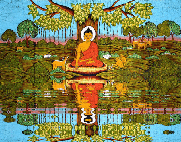 Buddha With White Halo Water Reflection GIF