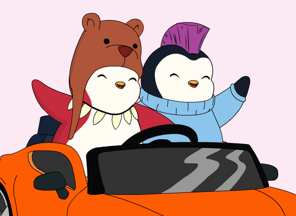 Buddy Penguin Riding Car GIF
