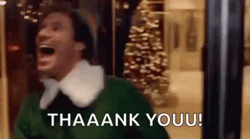 Buddy The Elf Shouting Thank You GIF