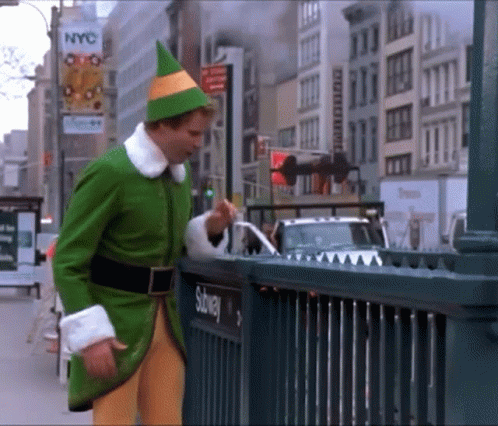 Buddy The Elf Scared Smoke GIF