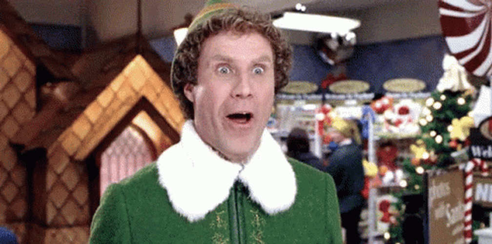 Buddy The Elf Surprised Smile GIF