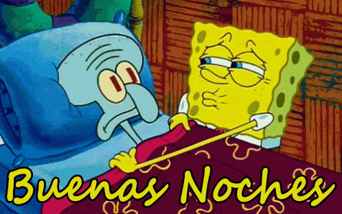 Buenas Noches Spongebob Kiss Squidward Linda Noche GIF