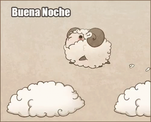 Buenas Noches With Sheep In Clouds GIF