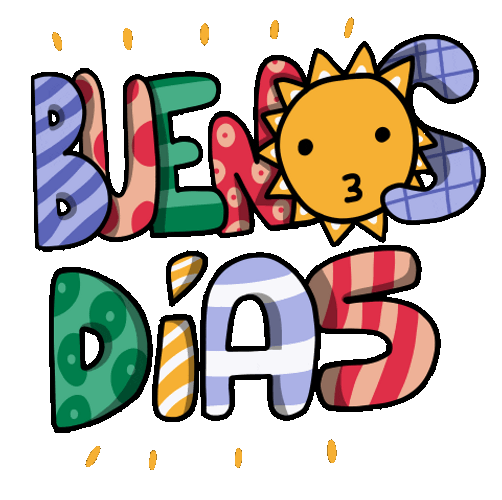 Buenos Dias Amor Colorful Letters Illustration GIF
