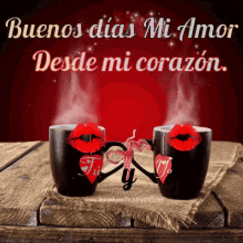 Buenos Dias Amor Couple Coffee Mug Computer Art GIF