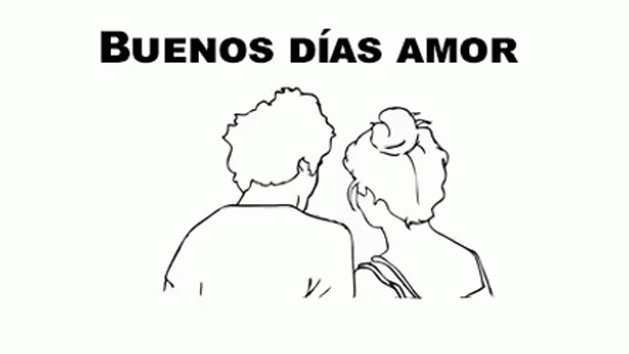 Buenos Dias Amor Couple Outline Animation GIF