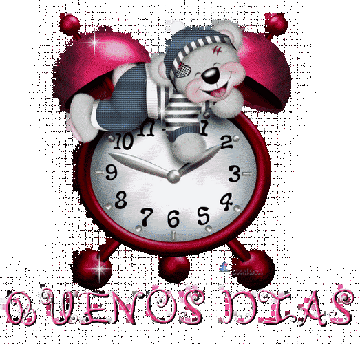 Buenos Dias Amor Flickering Clock Animation GIF