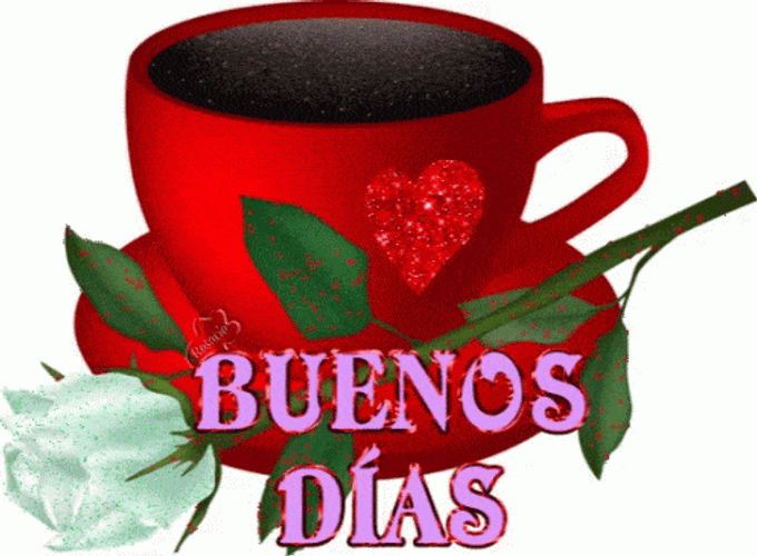Buenos Dias Amor Glittery Heart Cup GIF