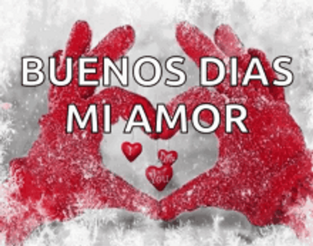 Buenos Dias Amor Heart Shaped Hands Read Gloves GIF