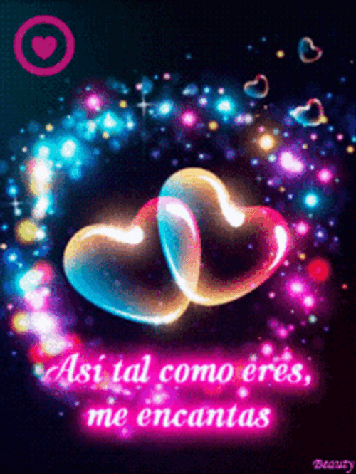Buenos Dias Amor Sparkling Colorful Hearts Animation GIF