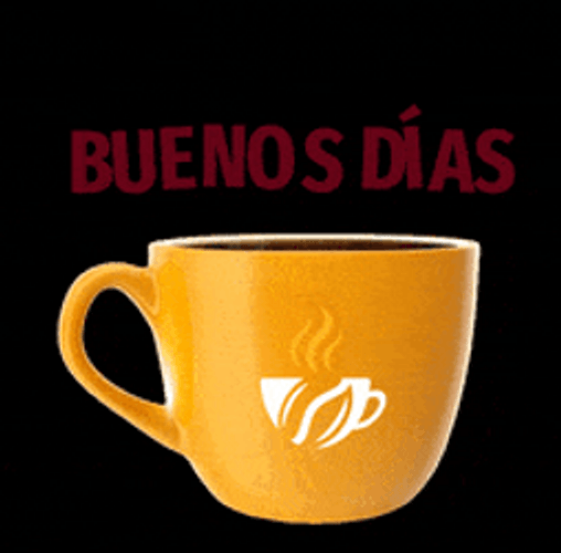 Buenos Dias Amor Steaming Coffee Digital Design GIF