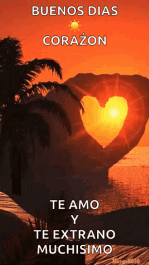 Buenos Dias Amor Sunrise Heart Figure GIF