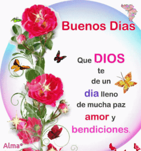 Buenos Dias Bendiciones Sparkling Roses And Butterflies GIF