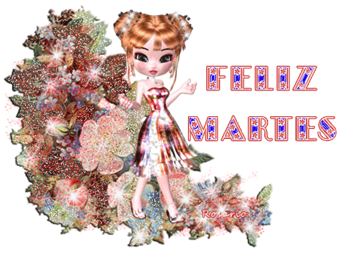 Buenos Dias Feliz Martes Sparkly Doll Cartoon GIF