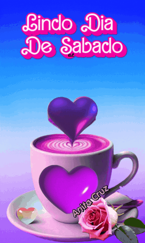 Buenos Dias Feliz Sabado Pumping Purple Heart GIF