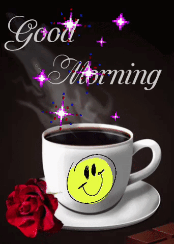 Buenos Dias Feliz Sabado Sparkling Coffee Cup GIF