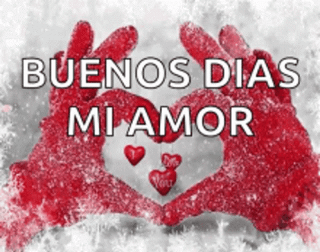 Buenos Dias Mi Amor Finger Heart Design GIF