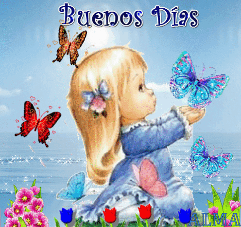 Buenos Dias Sign in Blue Letters