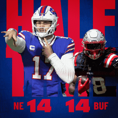 Buffalo Bills (14) Vs. New England Patriots (14) Half-time Break Gif GIF