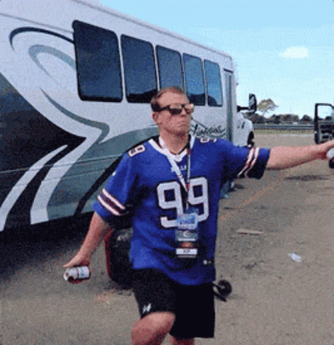 Buffalo Bills Opening Can Drinks With Head GIF