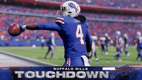 Buffalo Bills Player Number 4 Holding Football