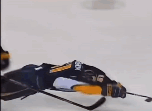 Buffalo Sabres Mascot In Blue And Yellow Jersey GIF