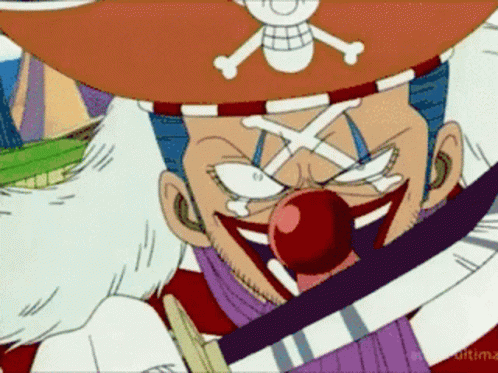 Buggy Star Clown Licking Sword Blade GIF
