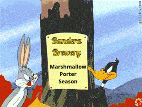 Bugs Bunny And Daffy Duck By Bandera Brewery Sign GIF