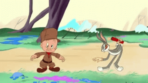 Bugs Bunny and Elmer Fudd Standing Together