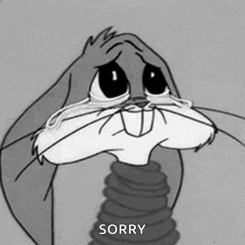 Bugs Bunny Crying Black and White Sorry