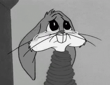 Bugs Bunny Crying In Black And White GIF