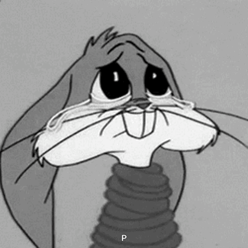 Bugs Bunny From Looney Tunes Is Crying In A Black And White Photo . GIF