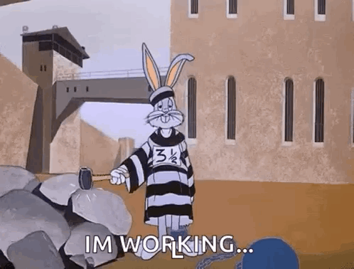 Bugs Bunny In Jail Uniform Holding Hammer GIF