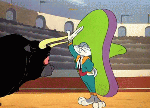 Bugs Bunny in Sombrero With Bull