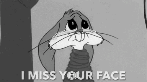Bugs Bunny Is Crying And Says `` I Miss Your Face '' . GIF