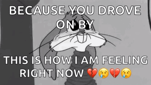Bugs Bunny Crying With Because You Drove On By GIF
