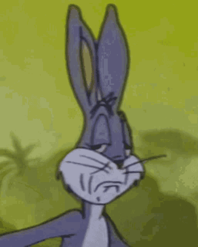 Bugs Bunny Is Making A Sad Face With His Eyes Closed And His Ears Up . GIF