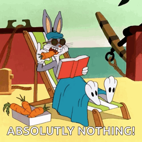 Bugs Bunny Is Reading A Book While Eating A Carrot GIF