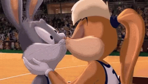 Bugs Bunny Lola Bunny Kiss Drooling GIF
