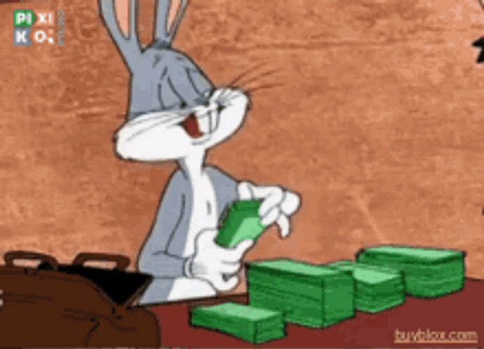 Bugs Bunny Money Bugs Counting Cash GIF