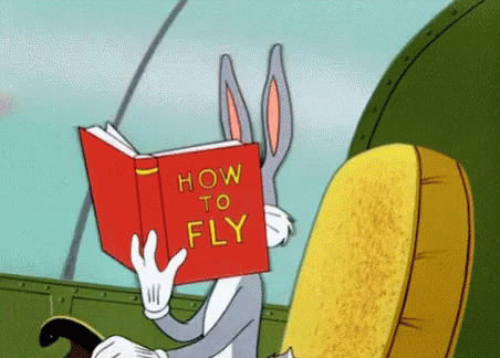 Bugs Bunny Reading Book How To Fly GIF