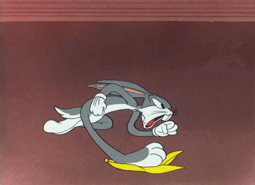 Bugs Bunny Slipping On Banana Peel GIF