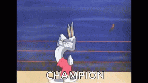 Bugs Bunny Standing In Boxing Ring Champion GIF