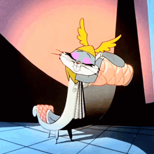 Bugs Bunny Wearing Winged Helmet GIF