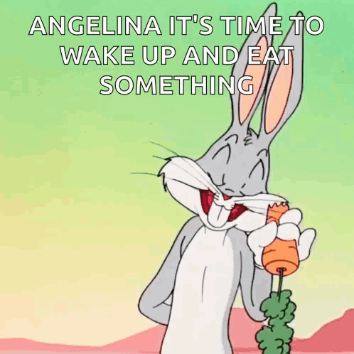 Bugs Bunny with Carrot Tells Angelina Wake Up